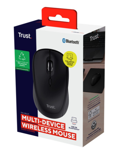 Trust Yvi+ mouse Universale Ambidestro RF senza fili + Bluetooth Ottico 1600 DPI