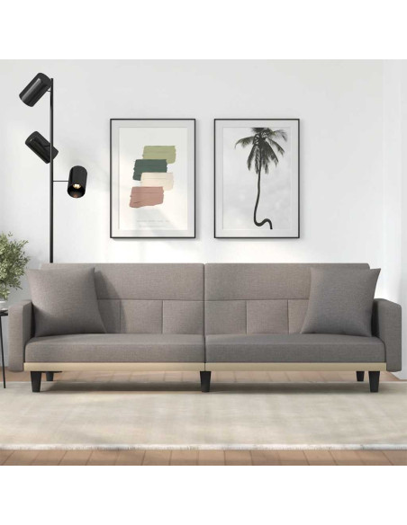 Divano Letto con Cuscini Tortora in Tessuto