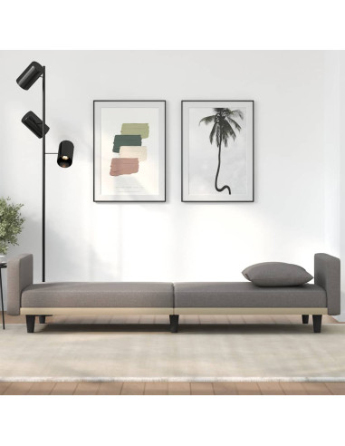 Divano Letto con Cuscini Tortora in Tessuto