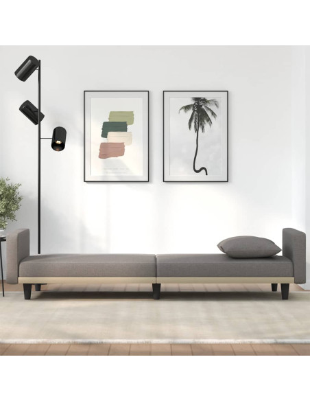 Divano Letto con Cuscini Tortora in Tessuto