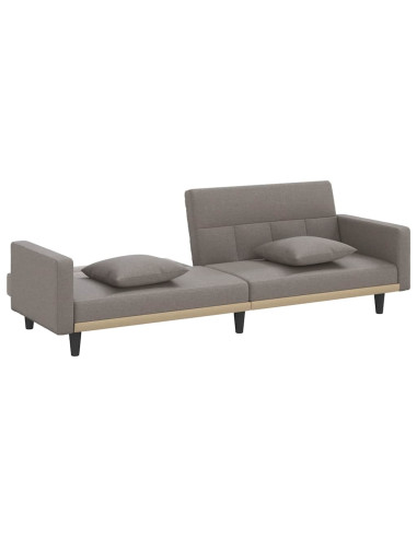 Divano Letto con Cuscini Tortora in Tessuto