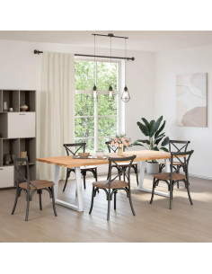 Gambe per tavolo da pranzo a forma di V 2 pz bianche 70x(72-73,3) cm in acciaio