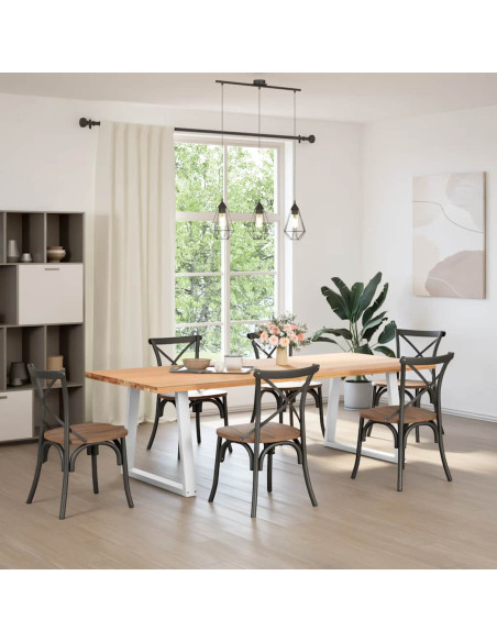 Gambe per tavolo da pranzo a forma di V 2 pz bianche 80x(72-73,3) cm in acciaio