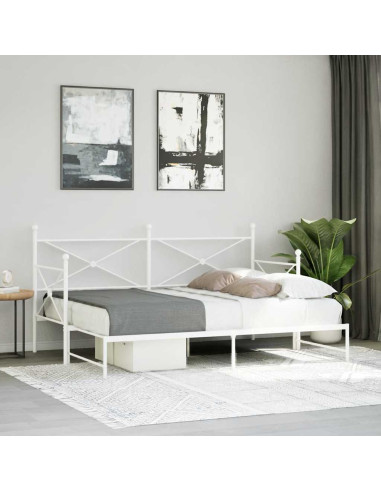 Divano Letto Estraibile senza Materasso Bianco 75x190cm Acciaio