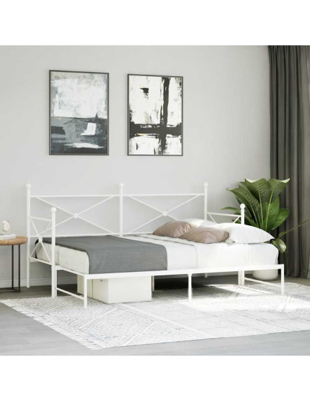 Divano Letto Estraibile senza Materasso Bianco 75x190cm Acciaio