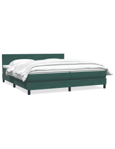 Giroletto a Molle con Materasso Verde Scuro 180x220 cm Velluto