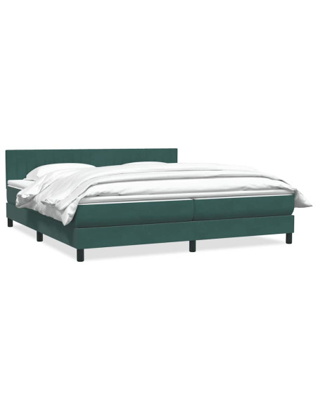 Giroletto a Molle con Materasso Verde Scuro 180x220 cm Velluto