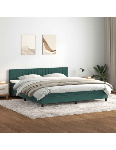 Giroletto a Molle con Materasso Verde Scuro 180x220 cm Velluto