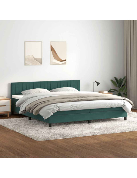 Giroletto a Molle con Materasso Verde Scuro 180x220 cm Velluto