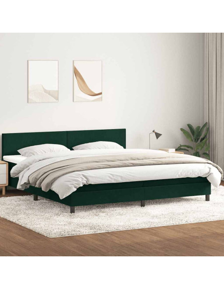 Giroletto a Molle con Materasso Verde Scuro 180x220 cm Velluto