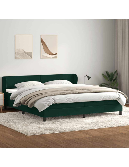 Giroletto a Molle con Materassi Verde Scuro 180x220 cm Velluto