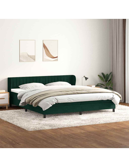 Giroletto a Molle con Materassi Verde Scuro 180x220 cm Velluto