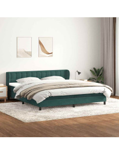 Giroletto a Molle con Materassi Verde Scuro 180x220 cm Velluto