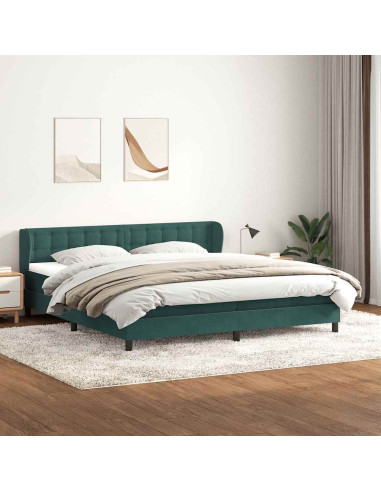 Giroletto a Molle con Materassi Verde Scuro 180x220 cm Velluto