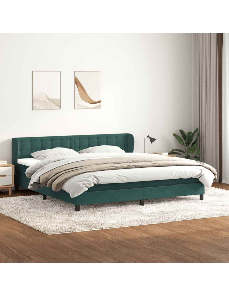 Giroletto a Molle con Materassi Verde Scuro 180x220 cm Velluto