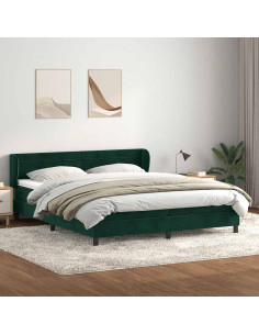 Giroletto a Molle con Materassi Verde Scuro 180x220 cm Velluto