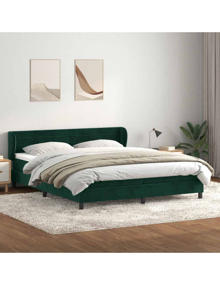 Giroletto a Molle con Materassi Verde Scuro 180x220 cm Velluto