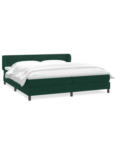 Giroletto a Molle con Materassi Verde Scuro 180x220 cm Velluto