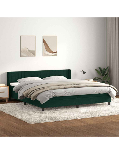 Giroletto a Molle con Materasso Verde Scuro 180x220 cm Velluto