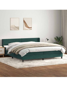 Giroletto a Molle con Materasso Verde Scuro 180x220 cm Velluto