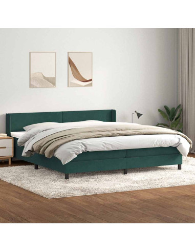 Giroletto a Molle con Materasso Verde Scuro 180x220 cm Velluto