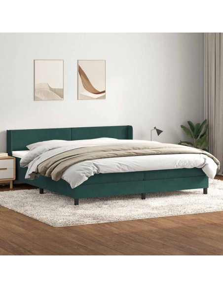 Giroletto a Molle con Materasso Verde Scuro 180x220 cm Velluto