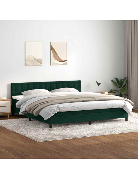 Giroletto a Molle con Materasso Verde Scuro 180x220 cm Velluto