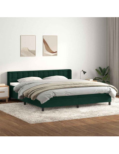 Giroletto a Molle con Materasso Verde Scuro 180x220 cm Velluto