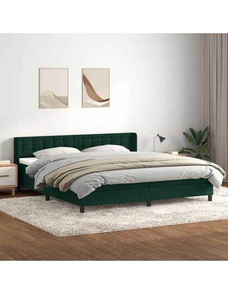 Giroletto a Molle con Materasso Verde Scuro 180x220 cm Velluto