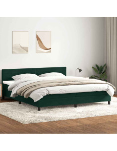 Giroletto a Molle con Materasso Verde Scuro 180x220 cm Velluto