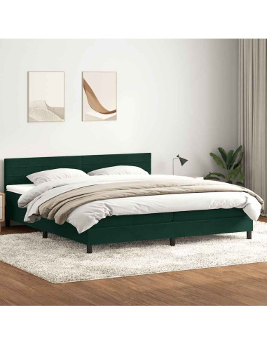 Giroletto a Molle con Materasso Verde Scuro 180x220 cm Velluto