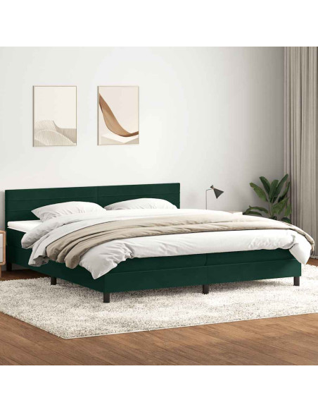 Giroletto a Molle con Materasso Verde Scuro 180x220 cm Velluto