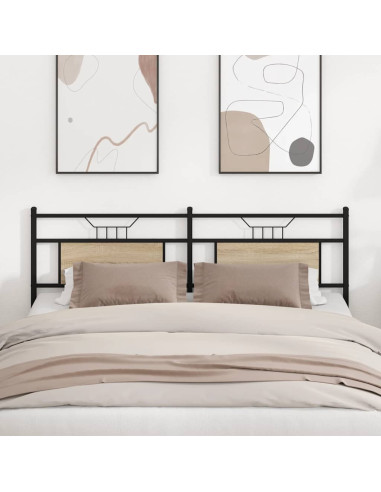 Testiera di Ricambio Rovere Sonoma 180 cm in Legno Multistrato e Acciaio