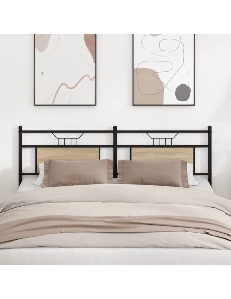 Testiera di Ricambio Rovere Sonoma 180 cm in Legno Multistrato e Acciaio