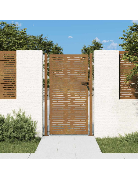 Cancello da giardino 100x175 cm in acciaio Corten design quadrato