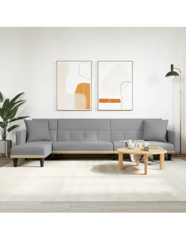 Divano Letto a L Grigio Chiaro 275x140x70 cm in Tessuto
