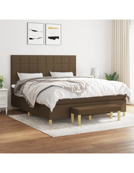 Giroletto a Molle con Materasso Marrone Scuro 160x200cm Tessuto