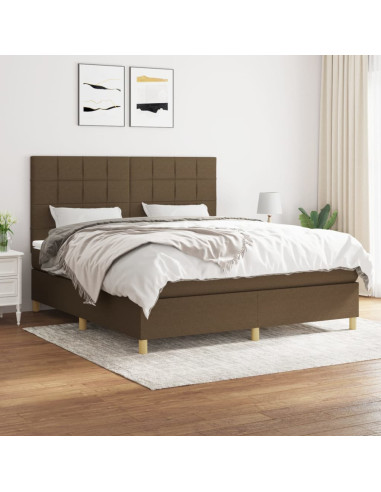 Giroletto a Molle con Materasso Marrone Scuro 160x200cm Tessuto