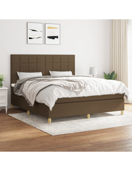 Giroletto a Molle con Materasso Marrone Scuro 160x200cm Tessuto