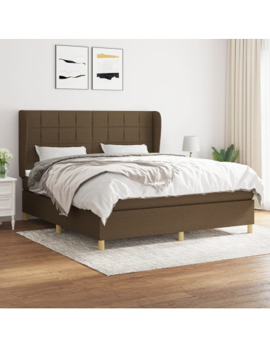 Giroletto a Molle con Materasso Marrone Scuro 160x200cm Tessuto