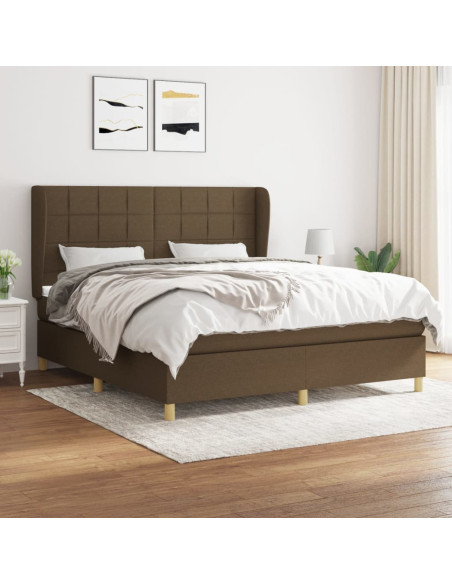 Giroletto a Molle con Materasso Marrone Scuro 160x200cm Tessuto