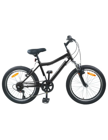 Bicicletta per Bambini 24 Pollici 6-Speed per 8-12 anni Nero