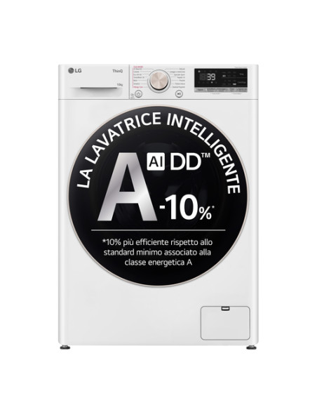 LG F4R7010TSWG Lavatrice 10kg AI DD, Classe A-10%, 1400 giri, TurboWash, Vapore