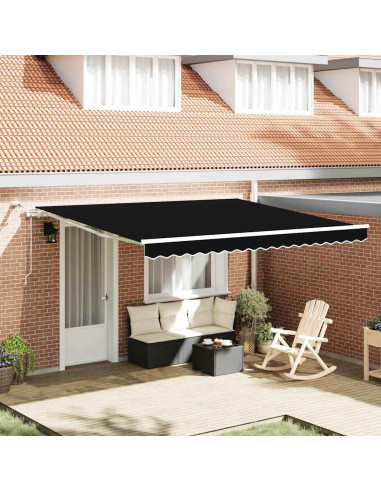 Tenda Retrattile Nero 400 × 350 cm Poliestere e Metallo