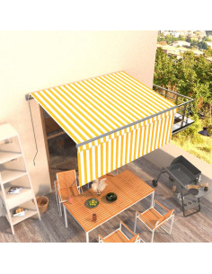 Tenda Sole Retrattile Manuale con Parasole 3x2,5m Gialla Bianca