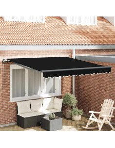 Tenda Retrattile Nero 300 x 250 cm Poliestere e Acciaio