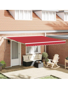 Tenda Retrattile Rosso 400 × 350 cm Poliestere e Metallo