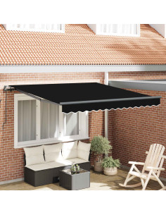 Tenda Retrattile Nero 350 x 250 cm Poliestere e Acciaio