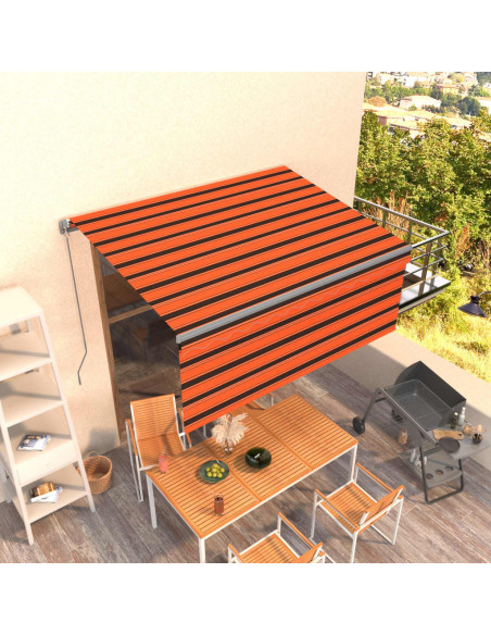Tenda Retrattile Manuale con Parasole 3x2,5m Arancione Marrone