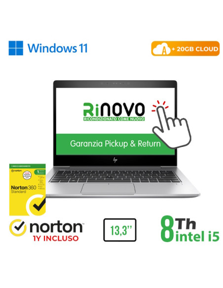 RINOVO NB HP REFURBISHED 830 G5 i5-8X00U DDR4 8GB SSD 256GB 13.3" TOUCH CLOUD20GB W11P Grade A 1Y Wa